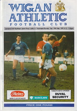Wigan Athletic v Tranmere Rovers Match Programme 1991-02-19